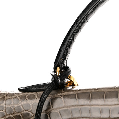 Hermes Shiny Alligator Kelly Sellier 32 Miel Gris Fonce Black 13 of 15