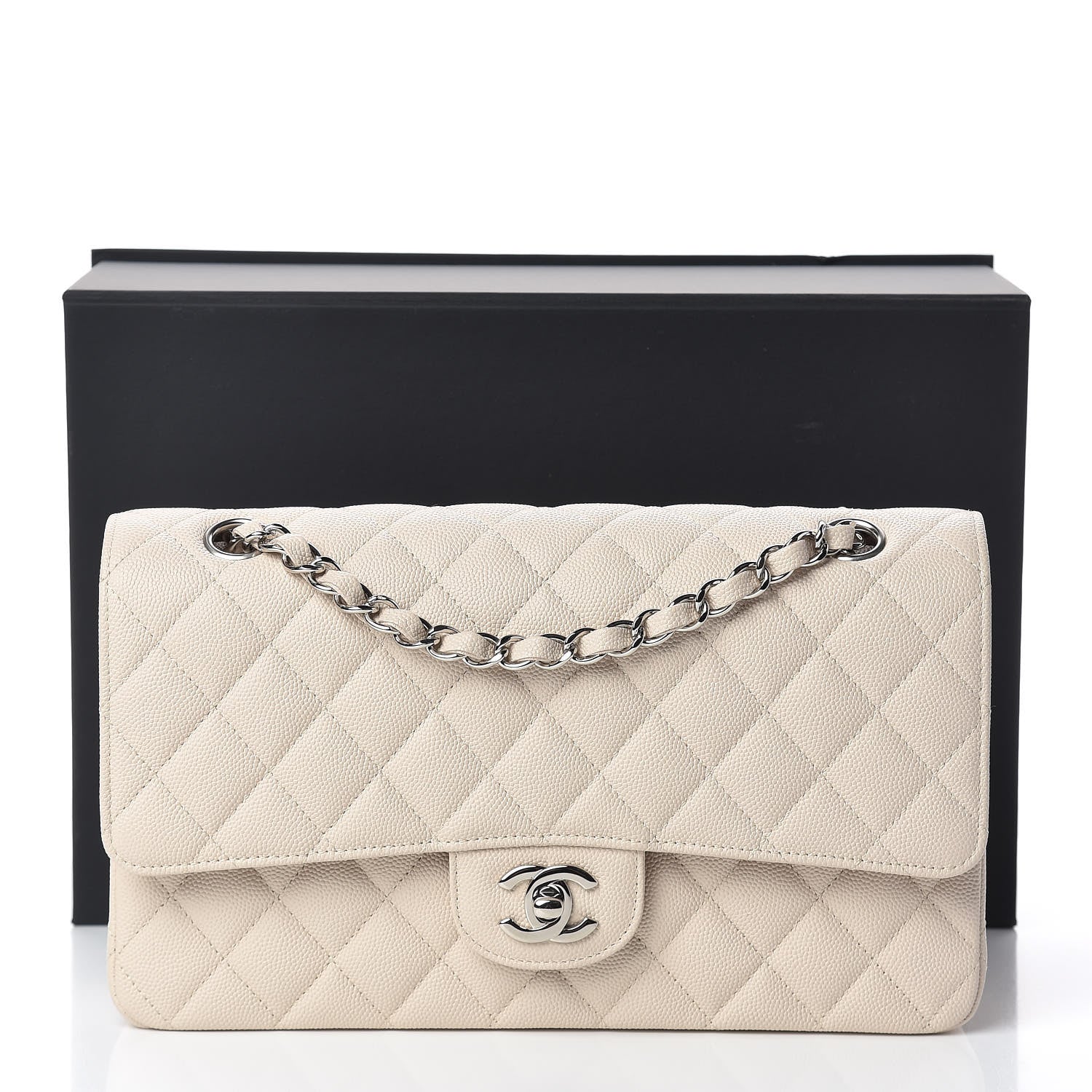 Chanel Caviar Quilted Medium Double Flap Light Beige 11 of 11