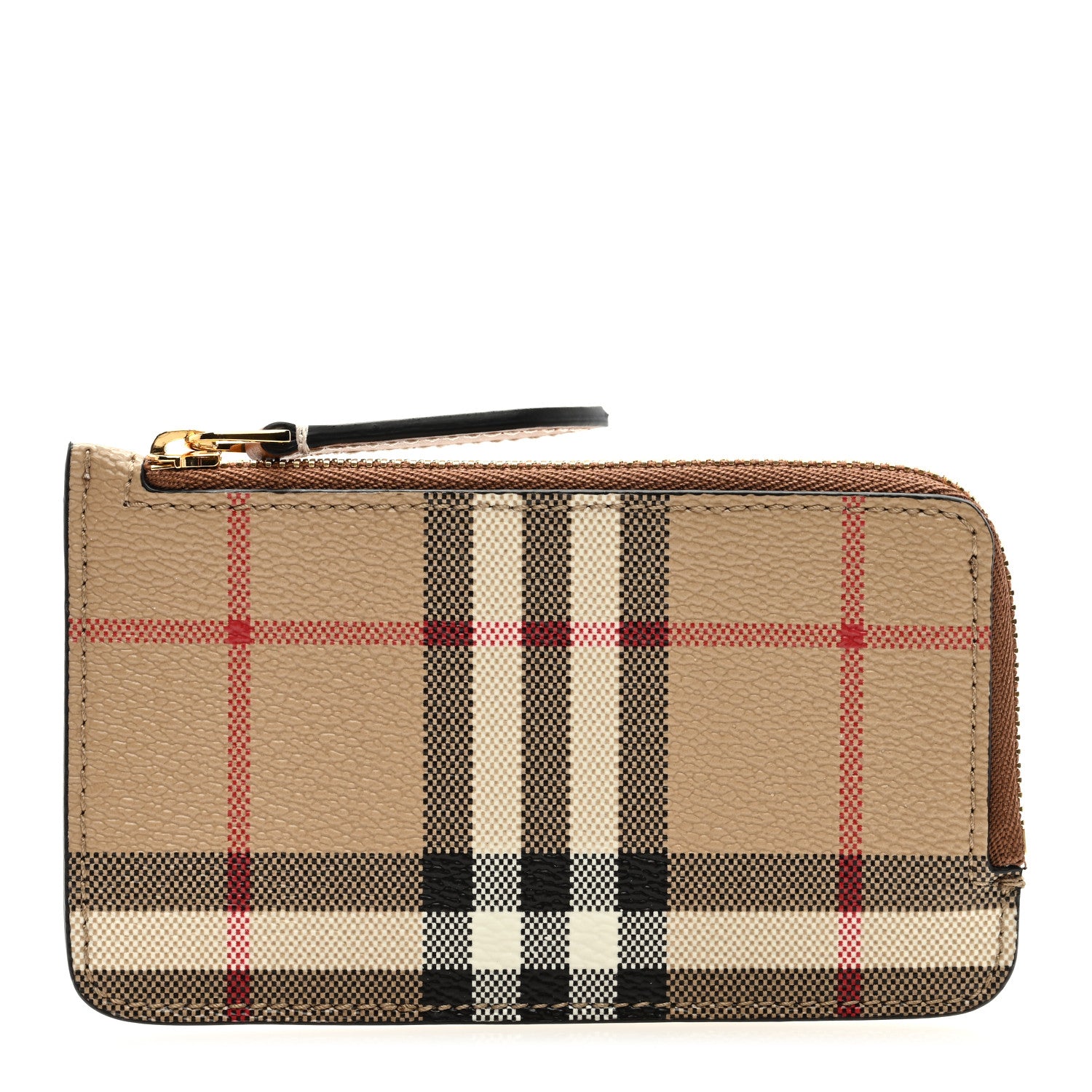 Burberry Check Calfskin Zip Card Case Holder Archive Beige 1 of 6