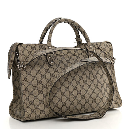 Balenciaga X GUCCI GG Supreme Monogram Neo Classic Silver Hardware City Beige Ebony 3 of 10