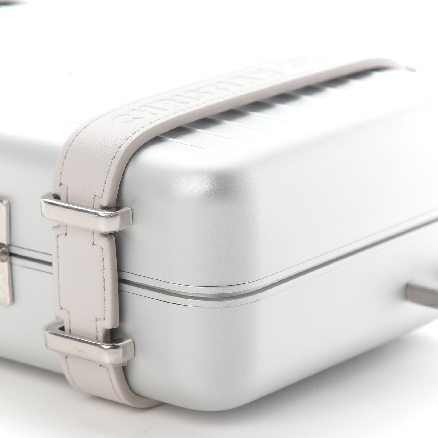 X RIMOWA Aluminum Personal Clutch On Strap Silver