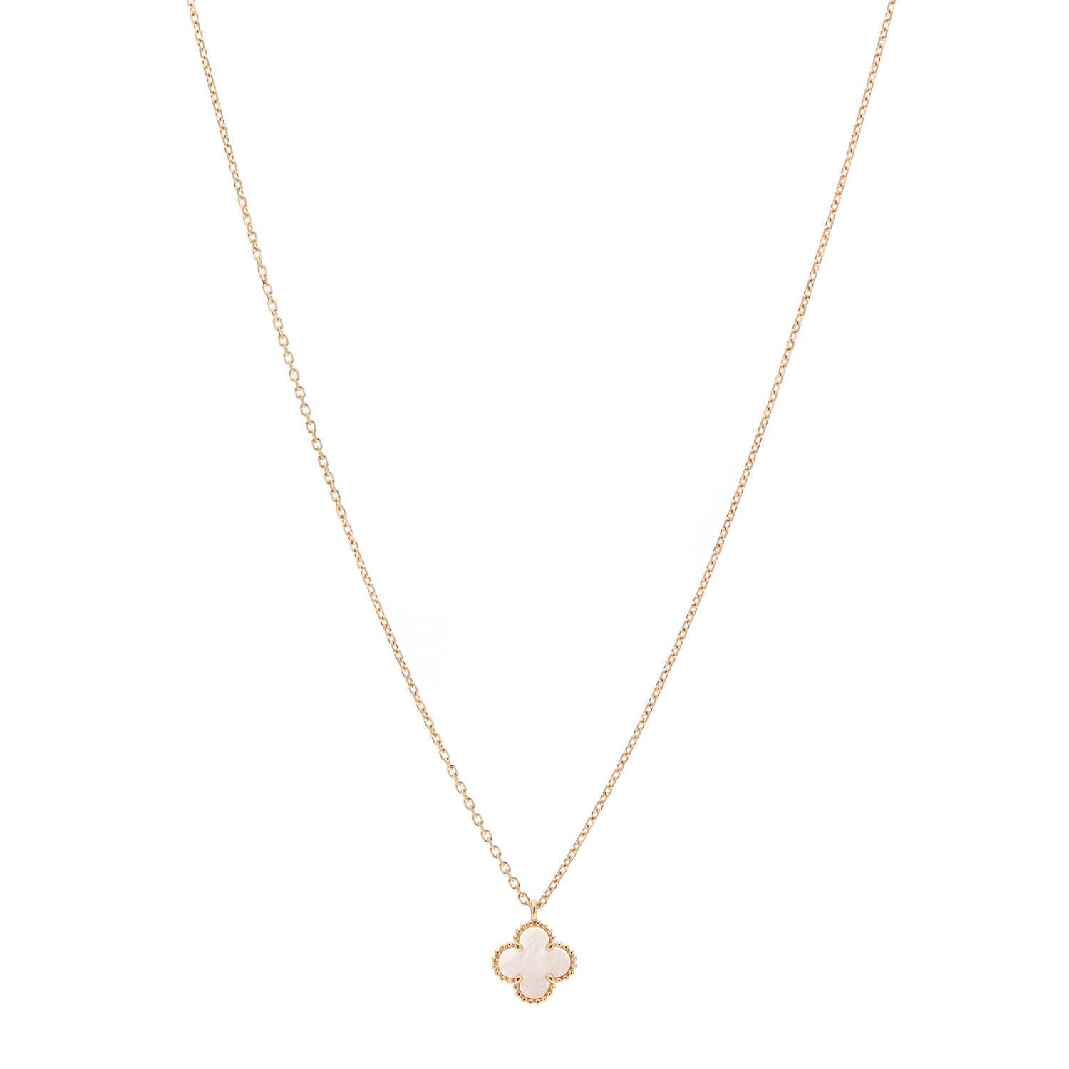 Van Cleef & Arpels 18K Yellow Gold Mother of Pearl Sweet Alhambra Pendant Necklace 1 of 6