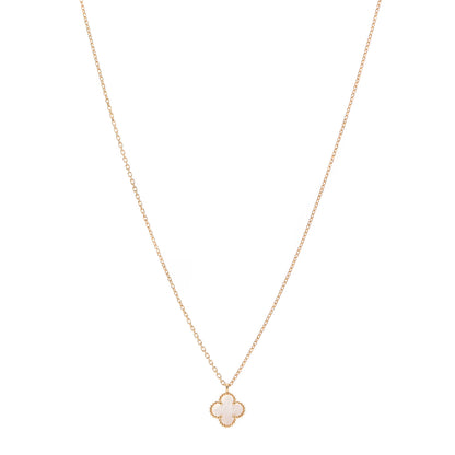 Van Cleef & Arpels 18K Yellow Gold Mother of Pearl Sweet Alhambra Pendant Necklace 1 of 6