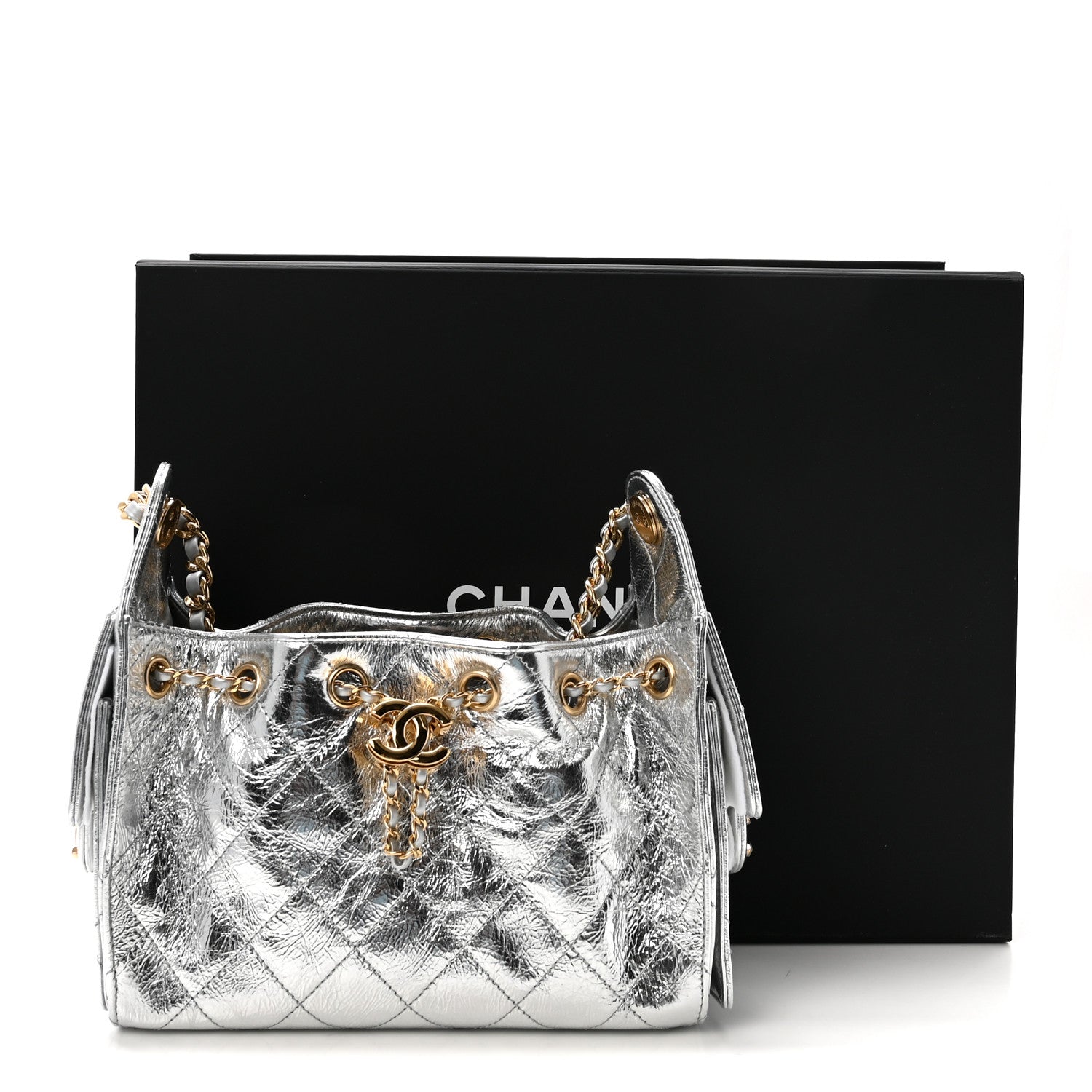 Chanel Metallic Aged Calfskin Quilted Mini Chanel 25 Handbag Silver 11 of 11