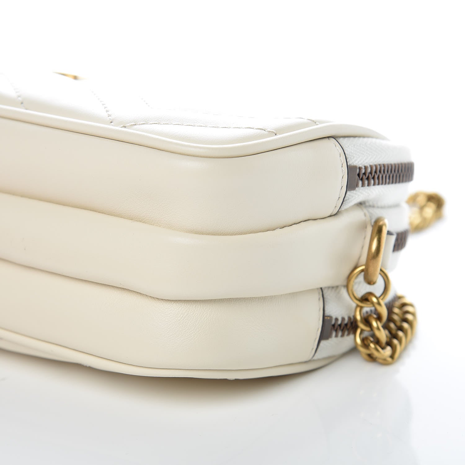 Gucci Calfskin Matelasse Mini GG Marmont Chain Crossbody Bag Mystic White 9 of 9