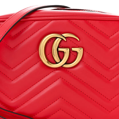 Gucci Calfskin Matelasse Small GG Marmont Chain Shoulder Bag Hibiscus Red 8 of 10