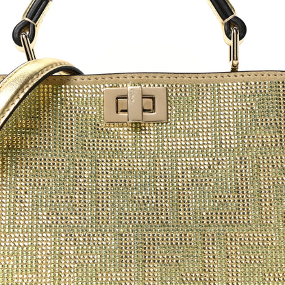 Fendi Crystal Vitello Laminato FF Petite Peekaboo I SEE U Satchel Crystal Platinum Light Gold 7 of 9
