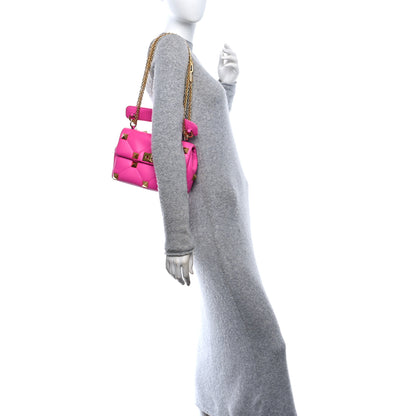Valentino Garavani Nappa Large Roman Stud Shoulder Bag Pink PP 2 of 12