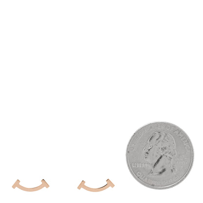 Tiffany 18K Rose Gold T Smile Stud Earrings 2 of 4