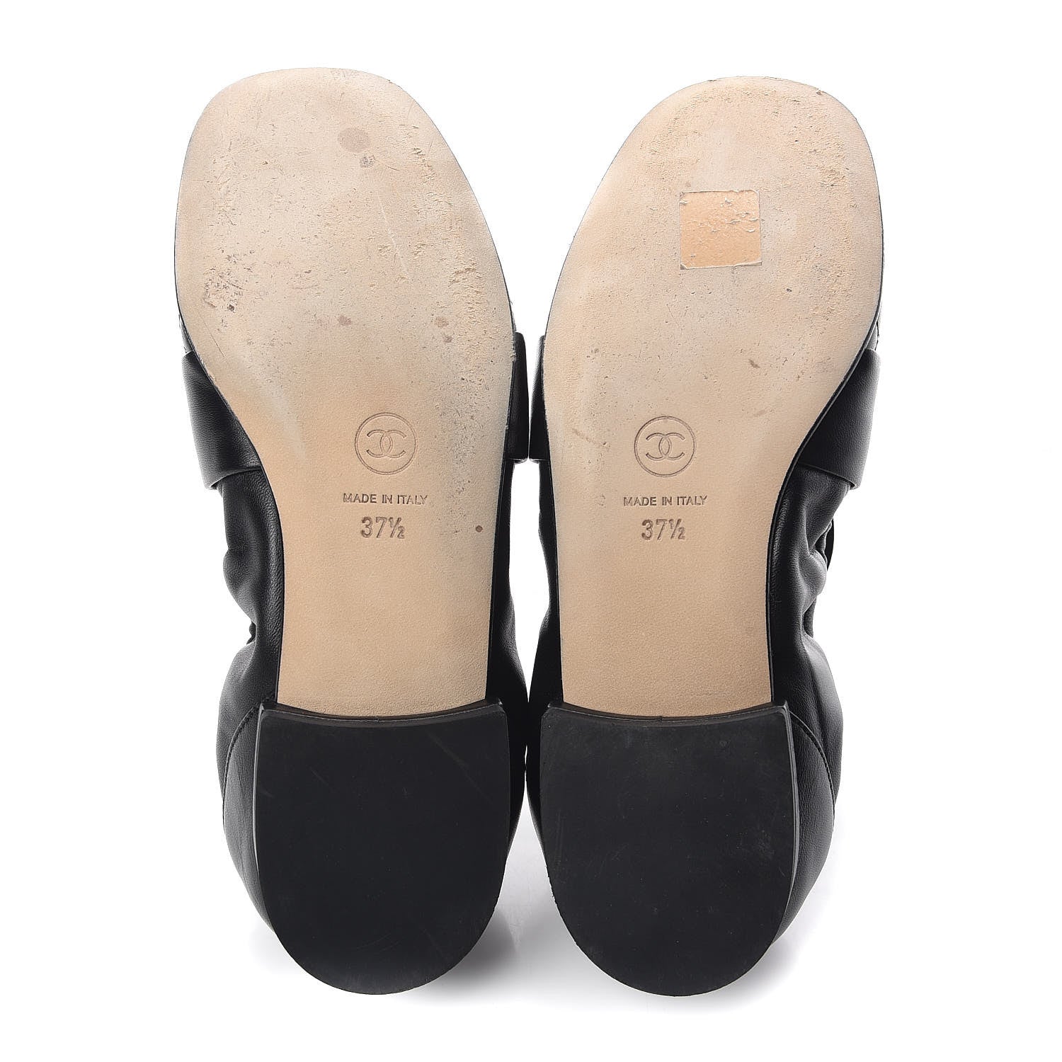 Chanel Laminated Lambskin Womens Quilted Elastic CC Moccasin Loafers 37.5 Black 7 of 12