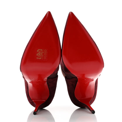 Christian Louboutin Veau Velours Chelsea Chick 100 Stiletto Boots 39 Bordeaux 5 of 10