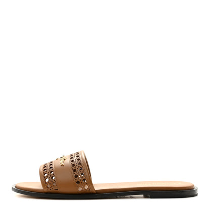 Christian Dior Calfskin Lambskin Micro Cannage D-Lane Flat Slide Sandals 39.5 Camel 1 of 9