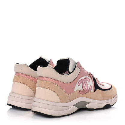 Chanel Nylon Lambskin Suede Calfskin CC Sneakers 39 Pink 4 of 11