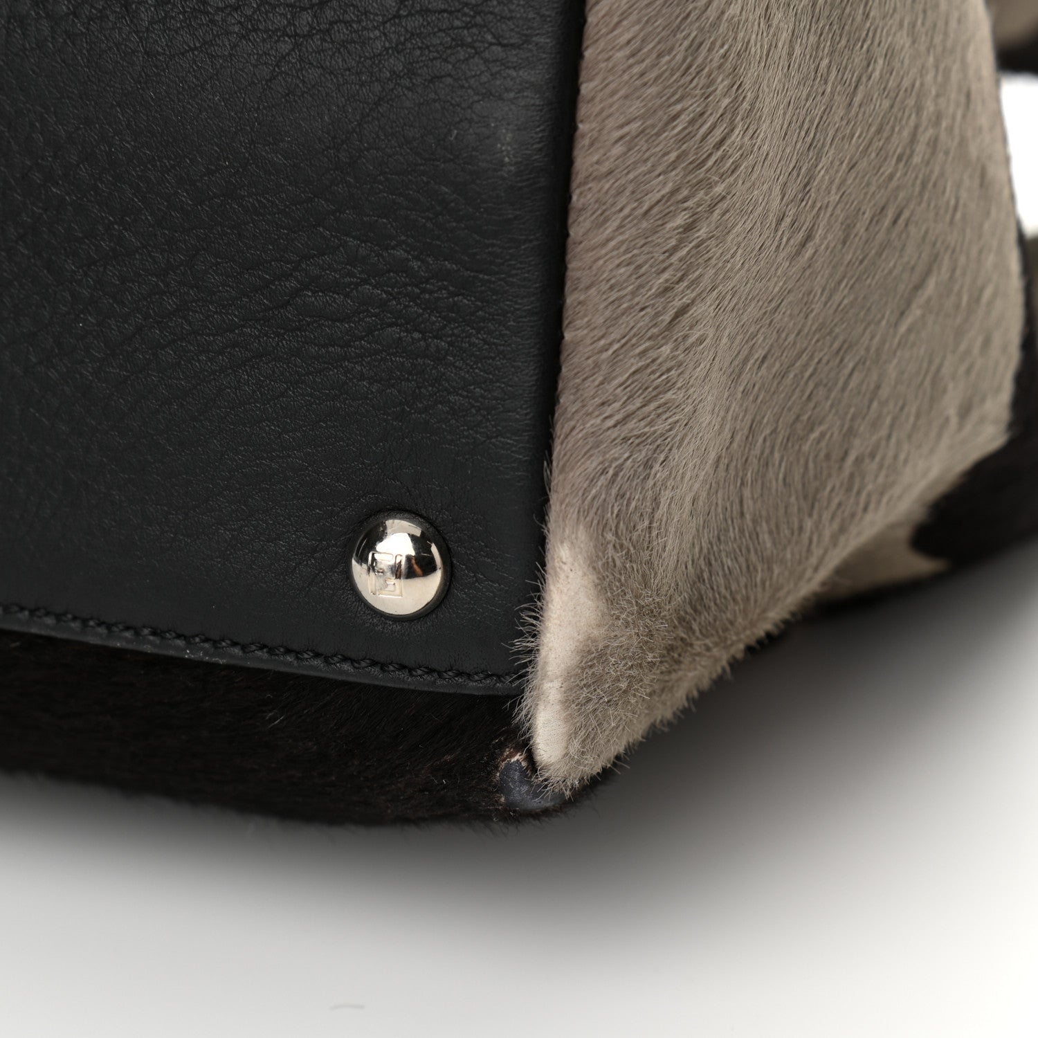 Fendi Calf Hair Cow Print Regular 2Jours Tote Grey Black 11 of 13
