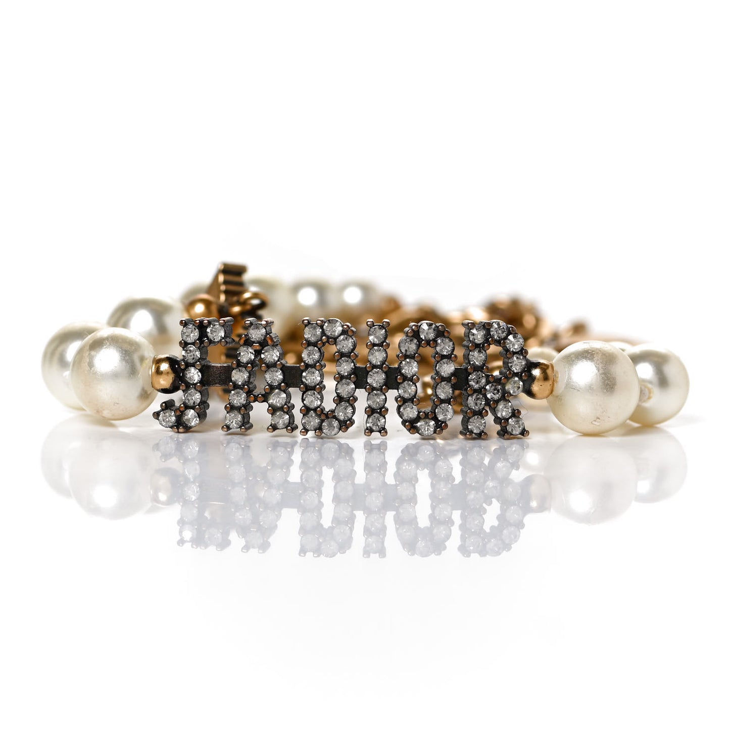 Metal Pearl Crystal J'Adior Choker Necklace Antique Gold