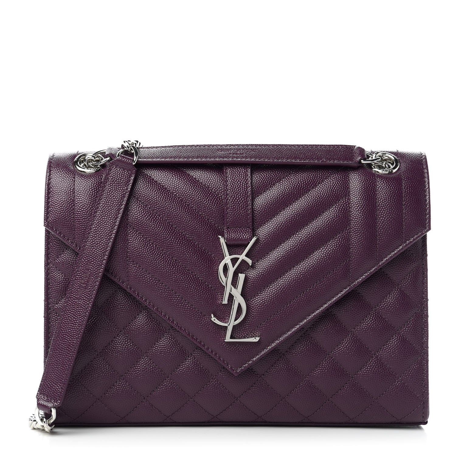 Saint Laurent Grain De Poudre Textured Mixed Matelasse Triquilt Medium Monogram Satchel Lilac 1 of 10