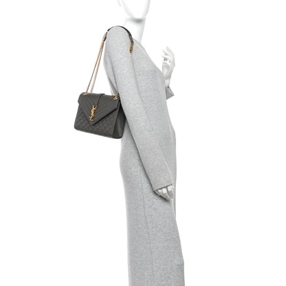 Saint Laurent Grain De Poudre Textured Mixed Matelasse Medium Triquilt Monogram Satchel Fog 2 of 11