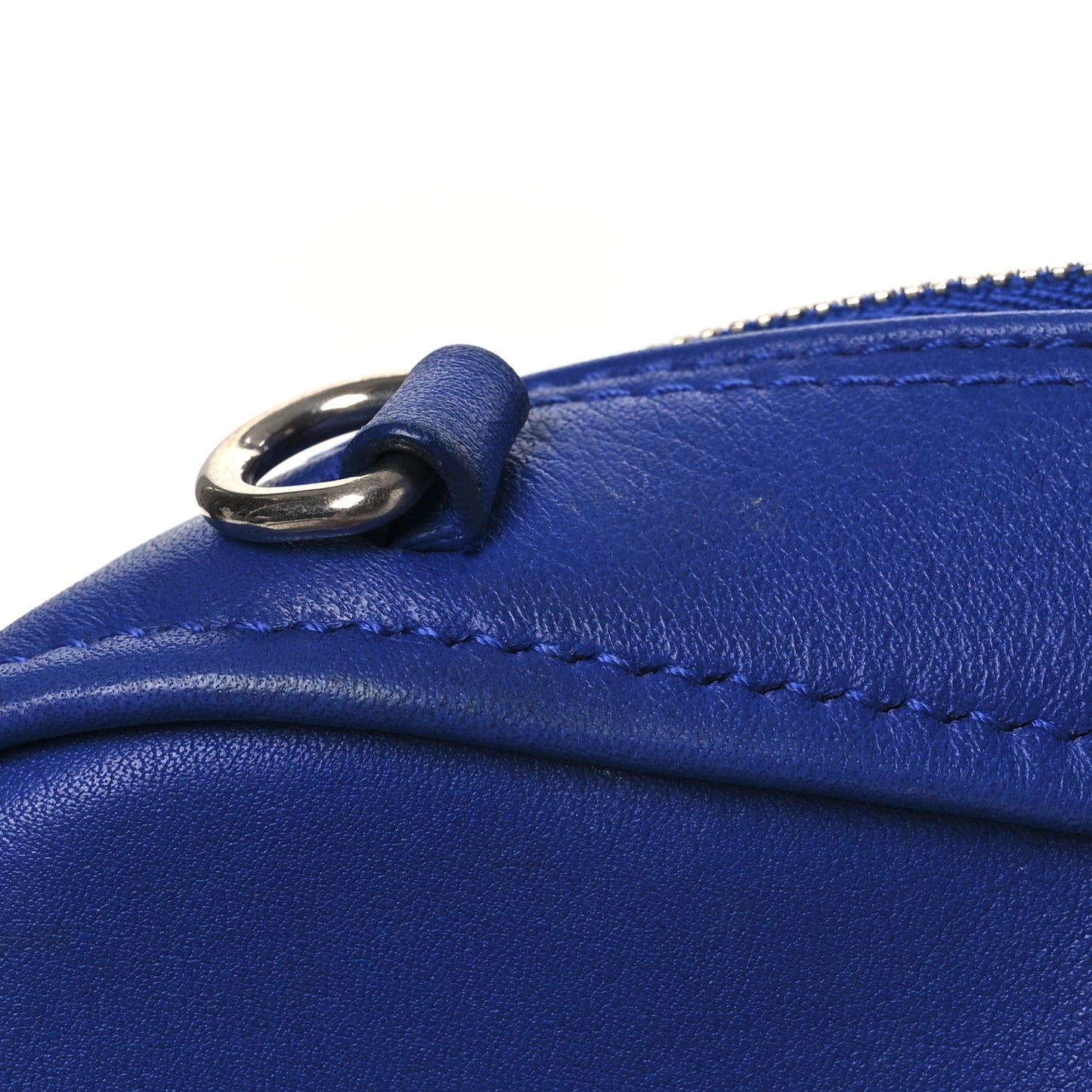 Shiny Day Calfskin Logo XS Triangle Chain Duffle Bleu Roi White