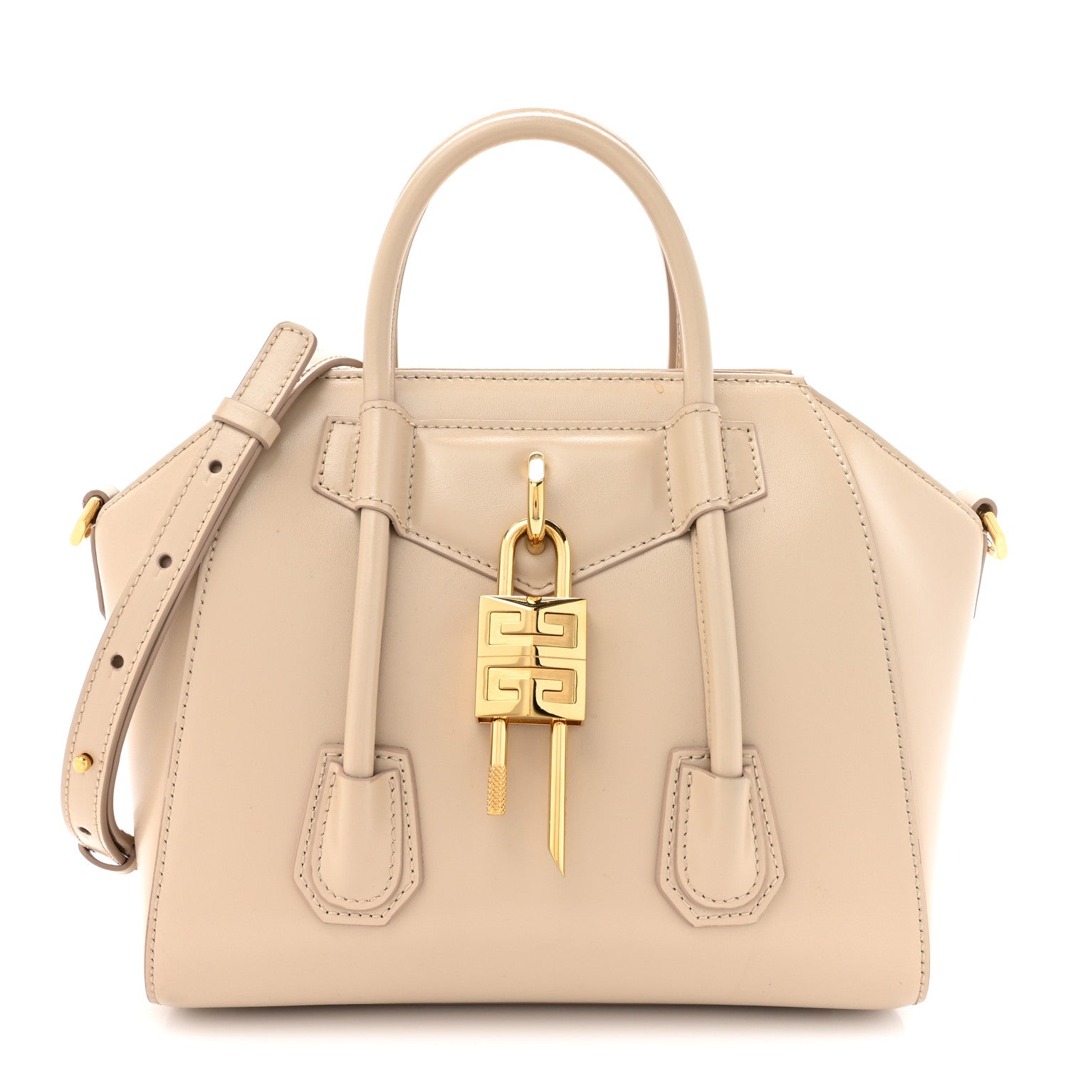 Givenchy Box Calfskin Mini Lock Antigona Shoulder Bag Natural Beige 1 of 13