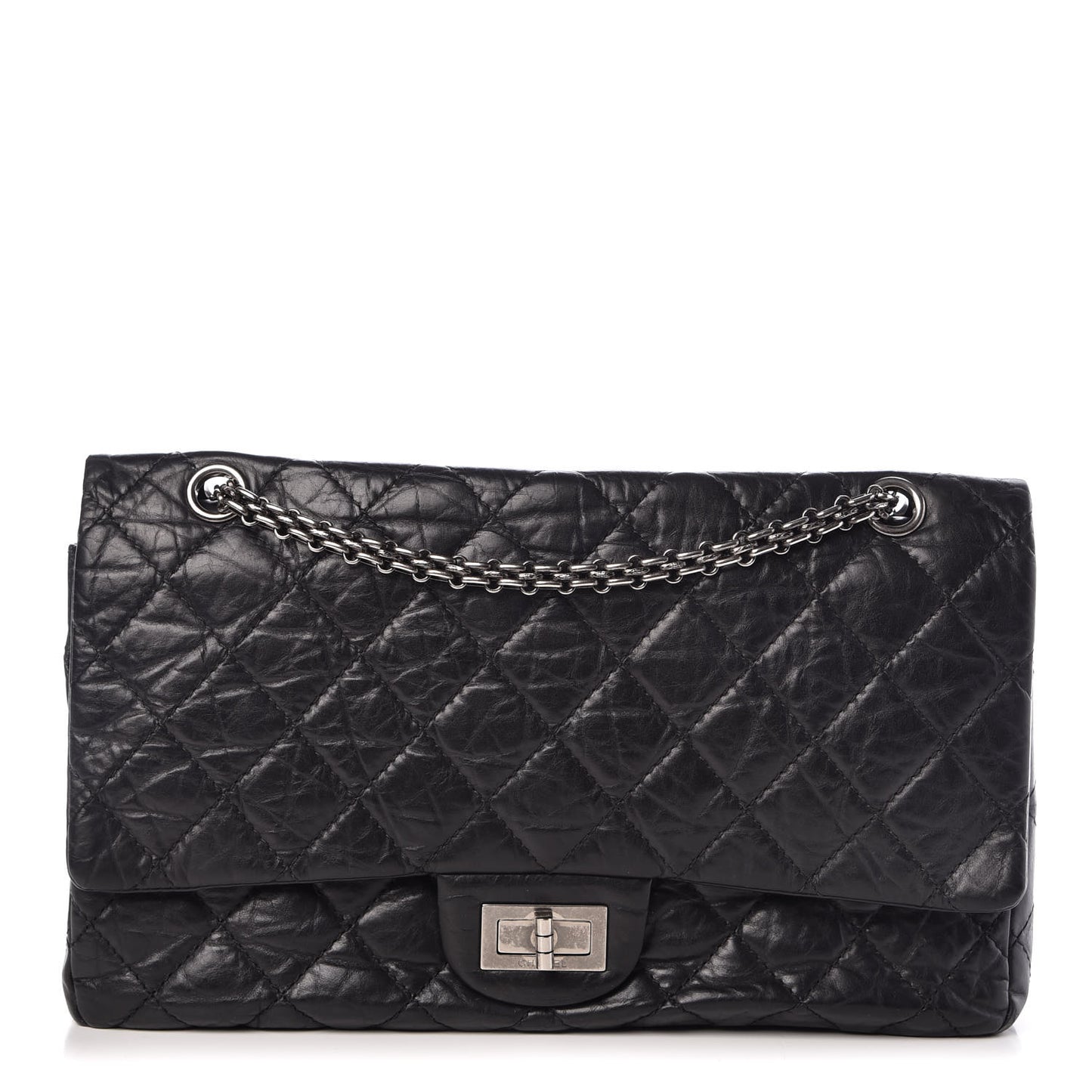 Aged Calfskin Quilted 2.55 Reissue 227 Flap Black