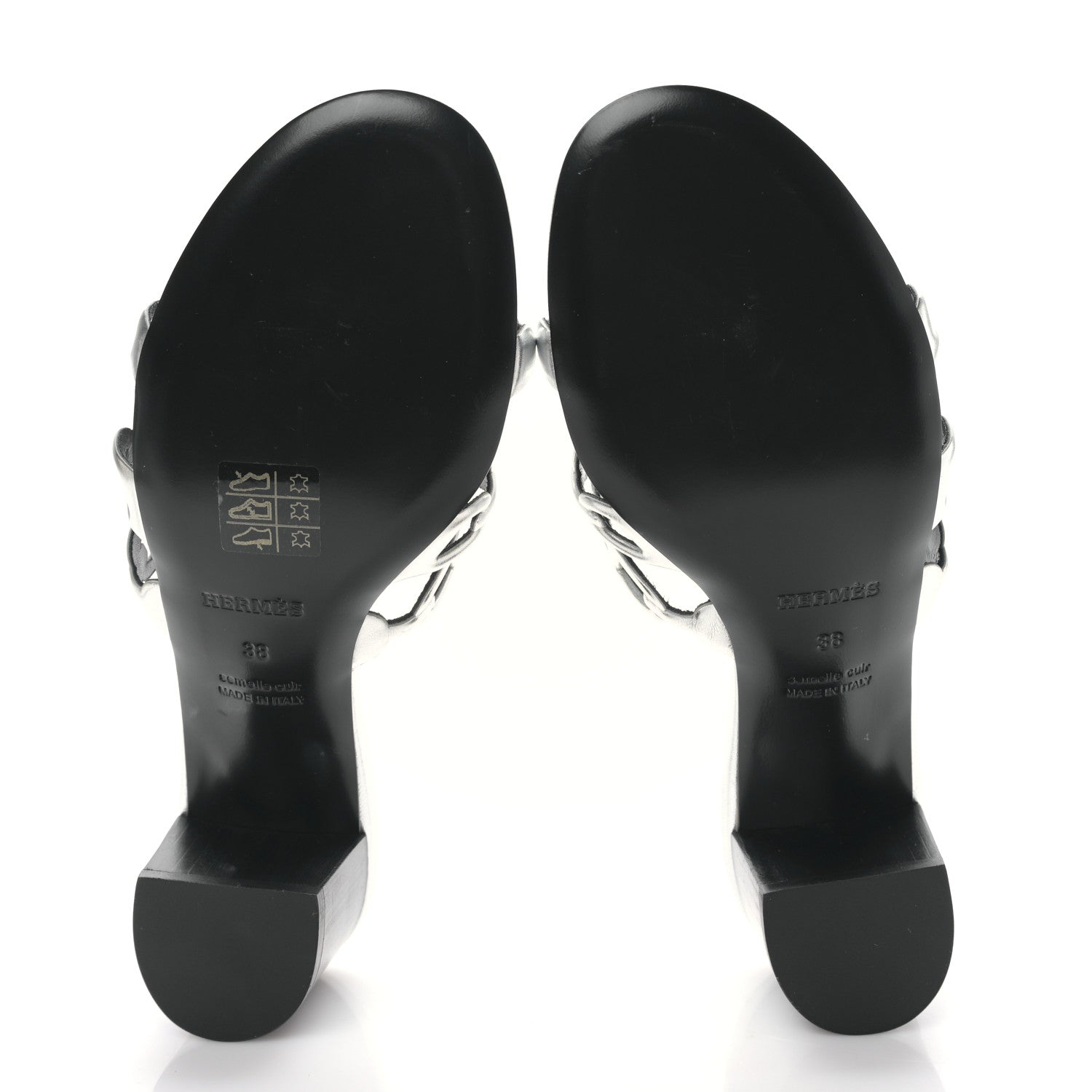 Hermes Metallic Calfskin Tandem Sandals 38 Gris Argente 5 of 7