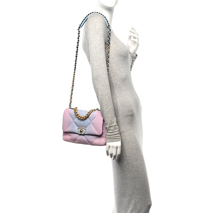 Chanel Denim Quilted Medium Chanel 19 Flap Blue Pink 2 of 10