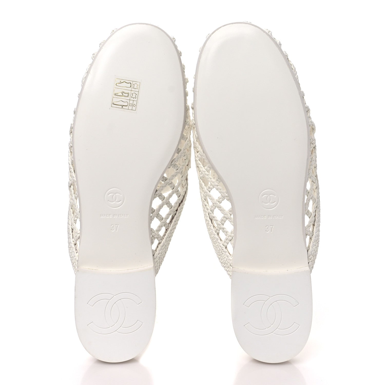 Chanel Braided Lambskin Mule Sandals 37 White 6 of 9