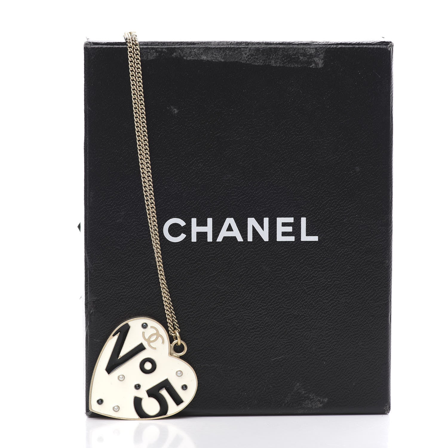 Chanel Enamel Heart No 5 CC Necklace Gold Black 5 of 5