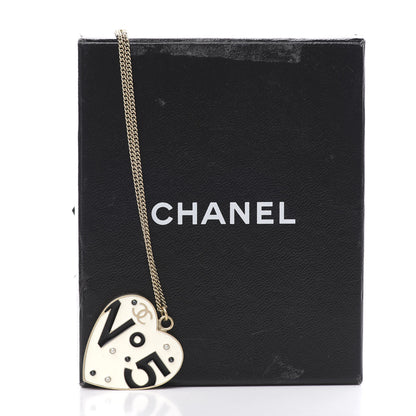 Chanel Enamel Heart No 5 CC Necklace Gold Black 5 of 5