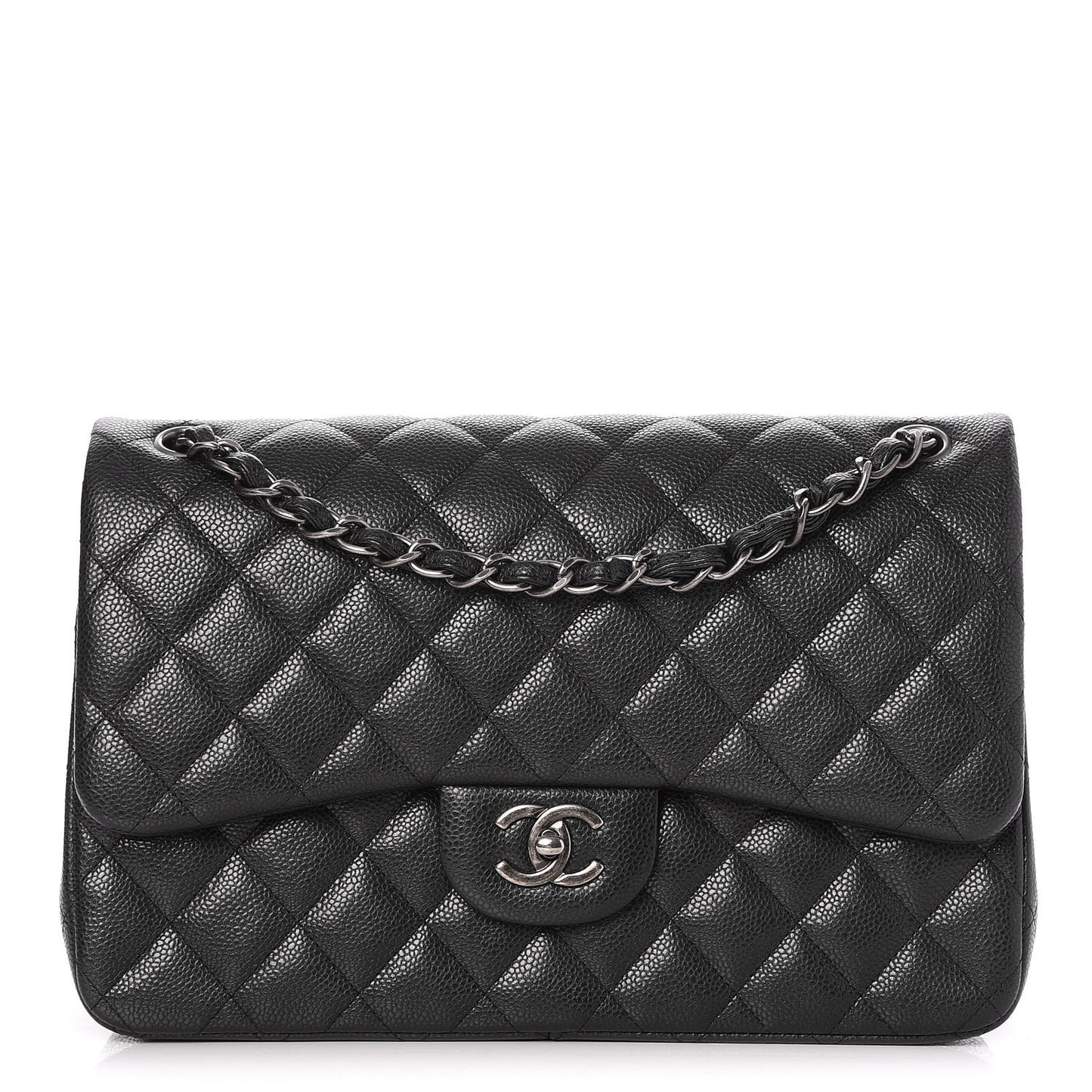 Caviar Quilted Jumbo Double Flap Black