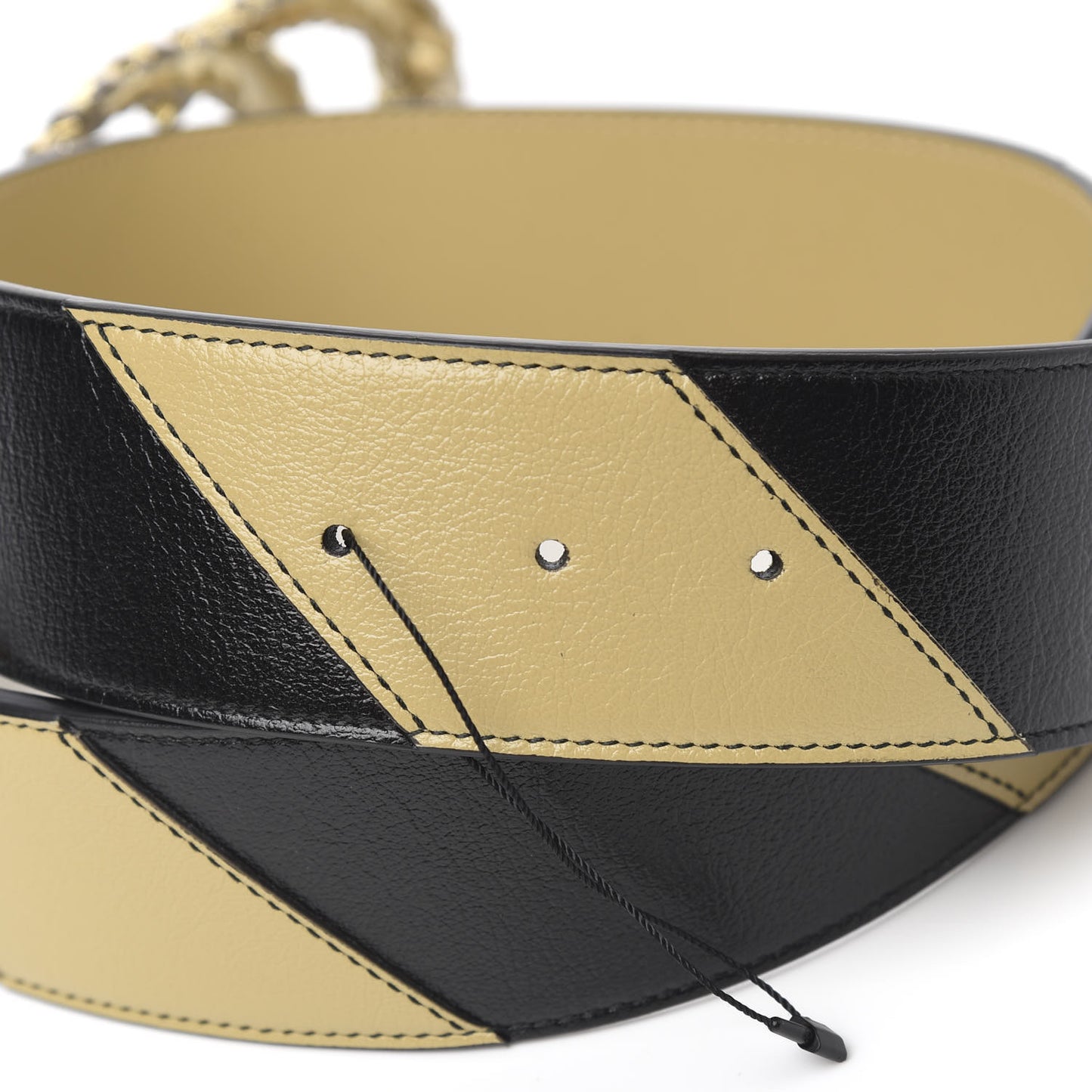 Calfskin Striped Textured Double G 50mm Belt 85 34 Black Beige