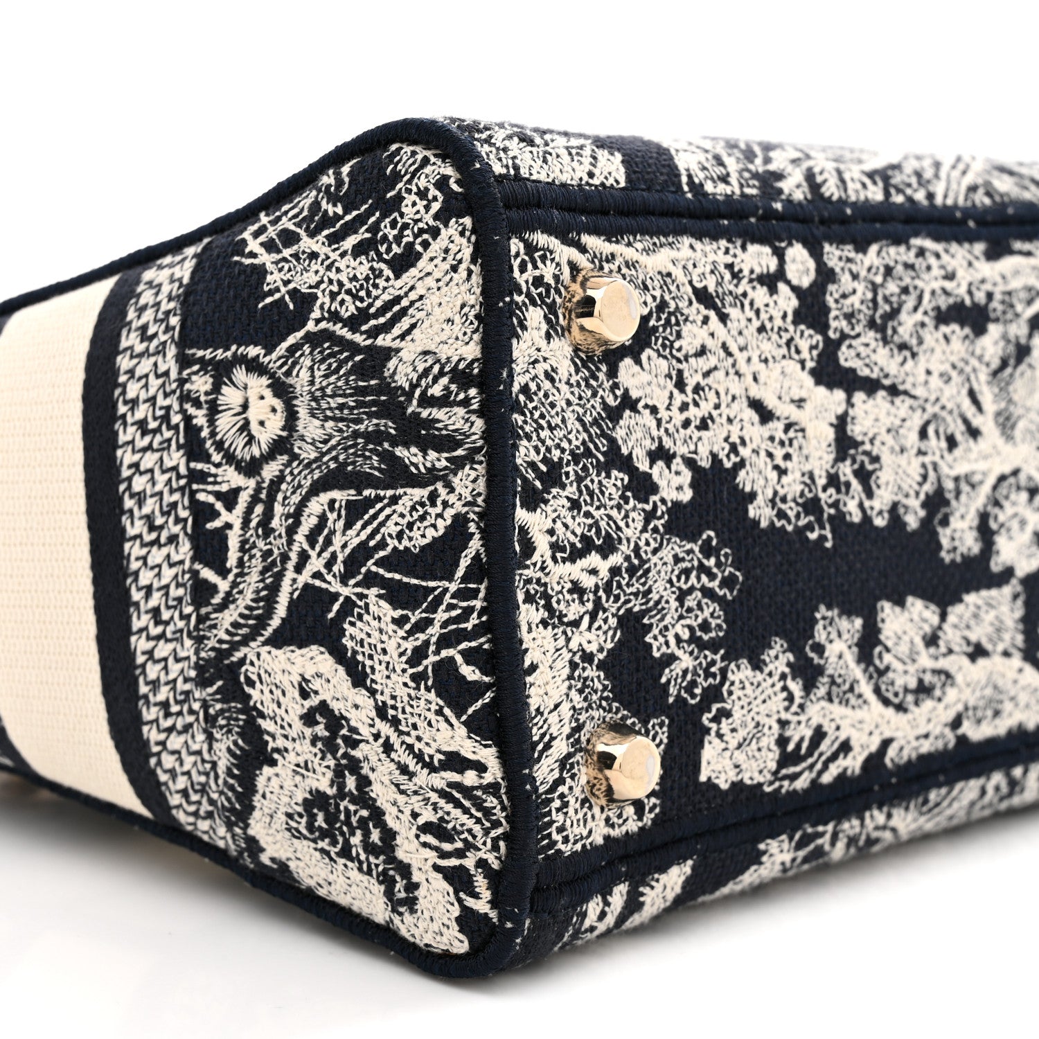 Christian Dior Canvas Toile De Jouy Reverse Embroidered Medium Lady D-Lite Navy 9 of 10