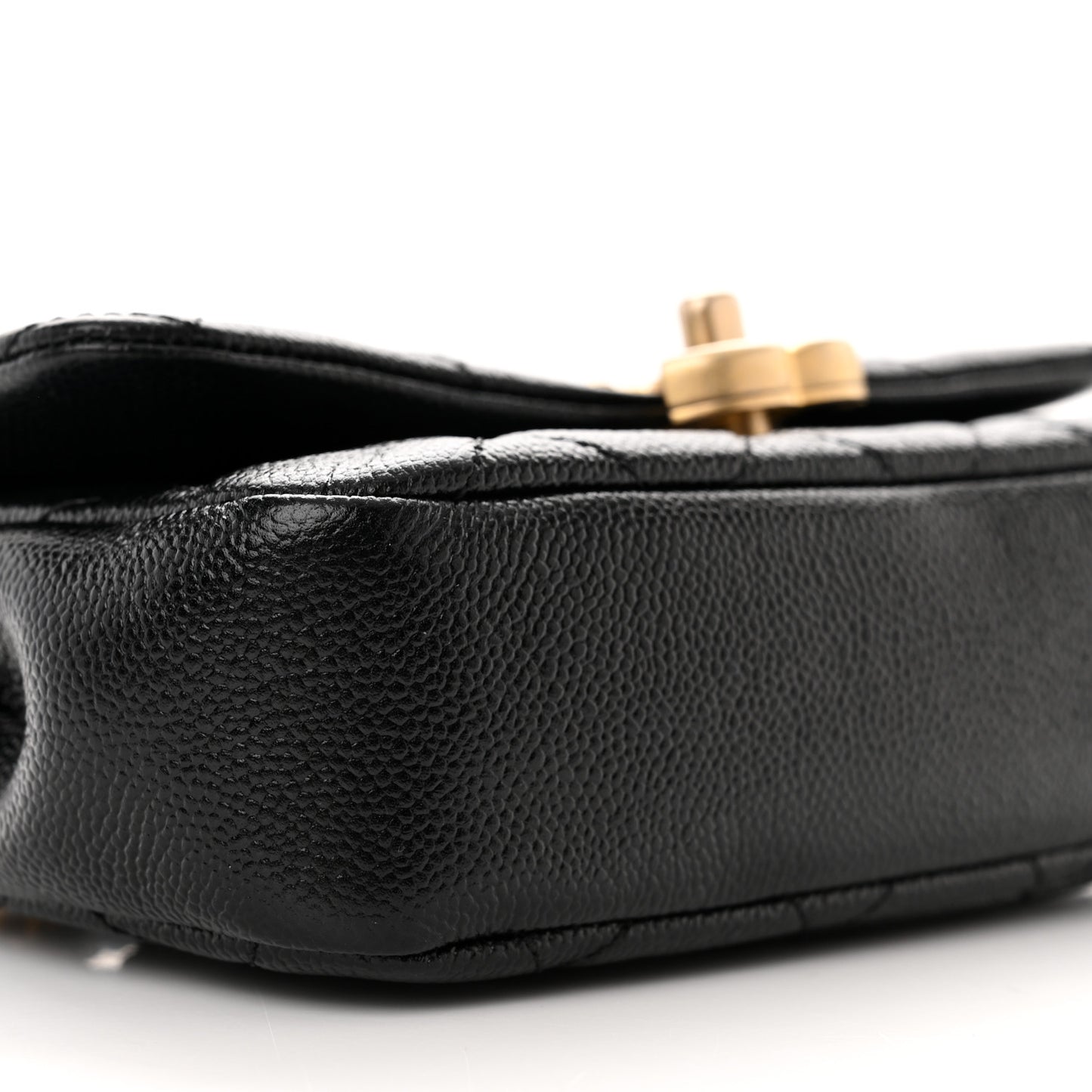 Shiny Caviar Quilted Chain Melody Waist Belt Bag Black