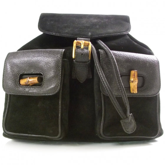 Suede Bamboo Backpack Black