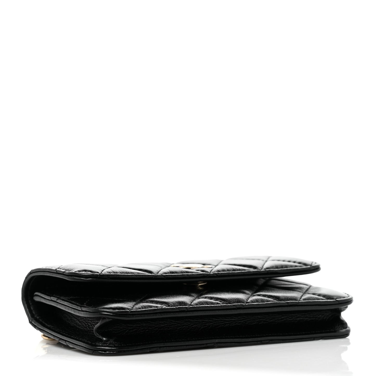Calfskin Quilted Maxi Pearls Clutch With Chain Black