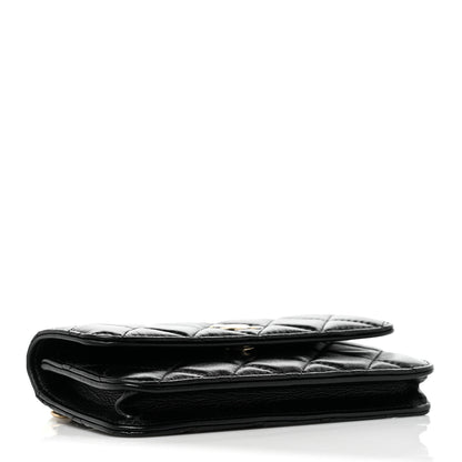 Chanel Calfskin Quilted Maxi Pearls Clutch With Chain Black 4 of 9