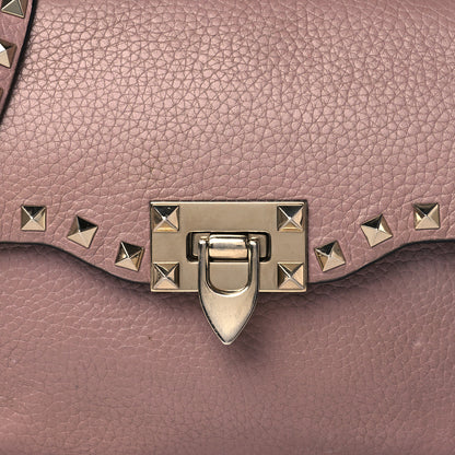 Valentino Garavani Pebbled Calfskin Medium Rockstud Flip Lock Crossbody Bag Lipstick 7 of 12