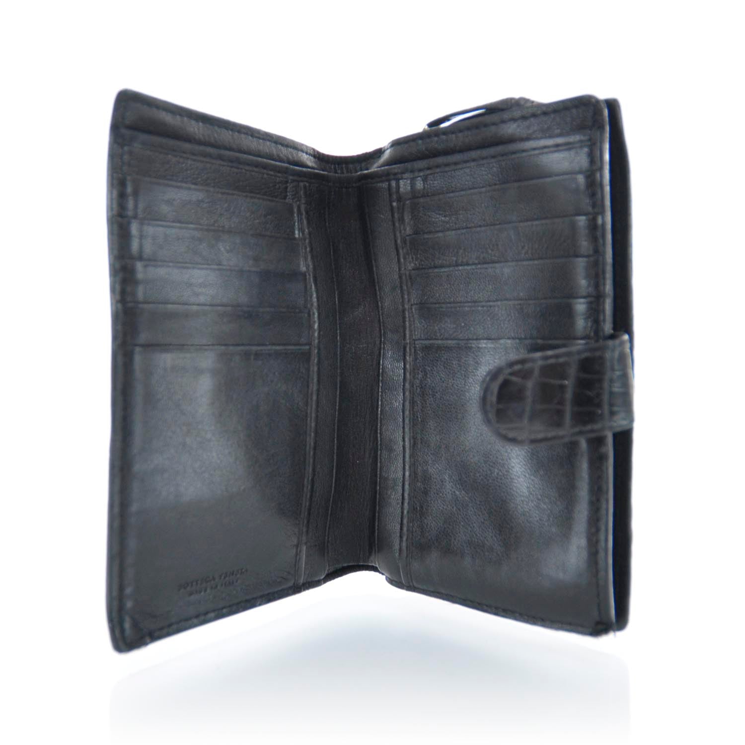Bottega Veneta Crocodile Clutch Wallet Black 6 of 12