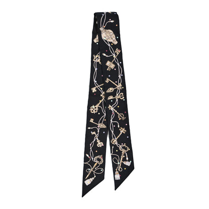 Hermes Silk Les Cles A Pois Twilly Black Beige Rose Multicolor 2 of 5