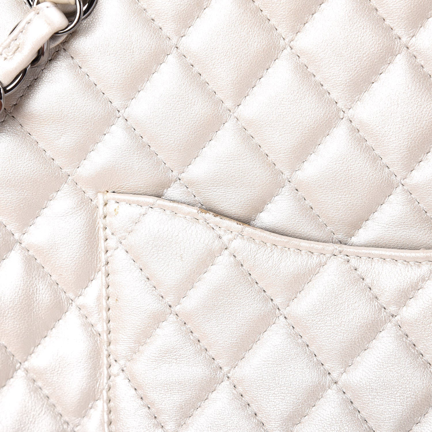 Chanel Metallic Lambskin Quilted Mademoiselle Tote Pearl 12 of 13