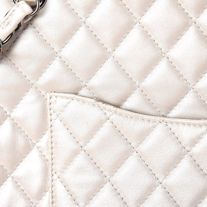 Chanel Metallic Lambskin Quilted Mademoiselle Tote Pearl 12 of 13