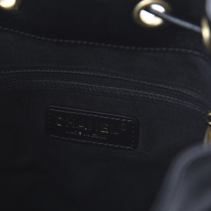 Chanel Caviar Deauville Drawstring Bucket Bag Black 5 of 9