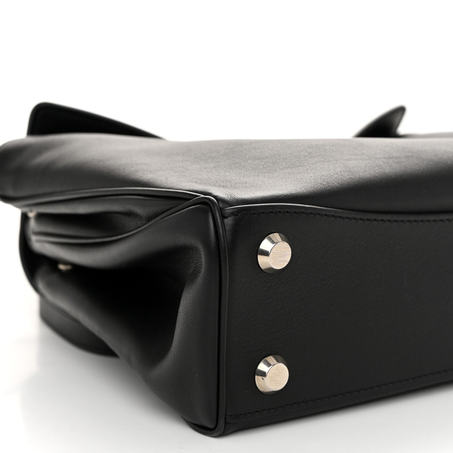 Natural Smooth Calfskin Small Rodeo Top Handle Handbag Black