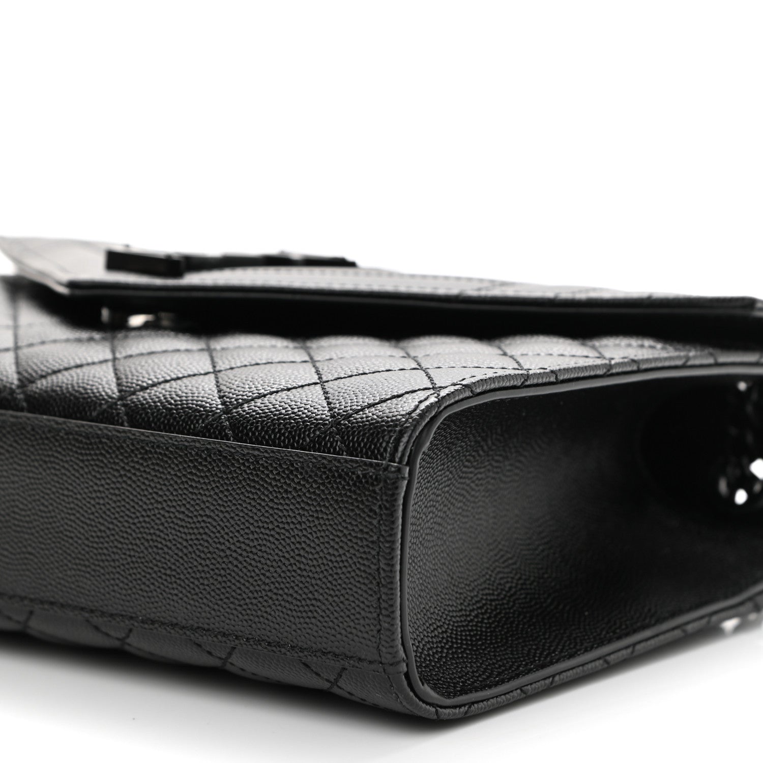 Saint Laurent Grain De Poudre Textured Mixed Matelasse Triquilt Medium Monogram Satchel Black 10 of 11