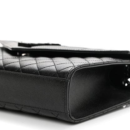 Saint Laurent Grain De Poudre Textured Mixed Matelasse Triquilt Medium Monogram Satchel Black 10 of 11