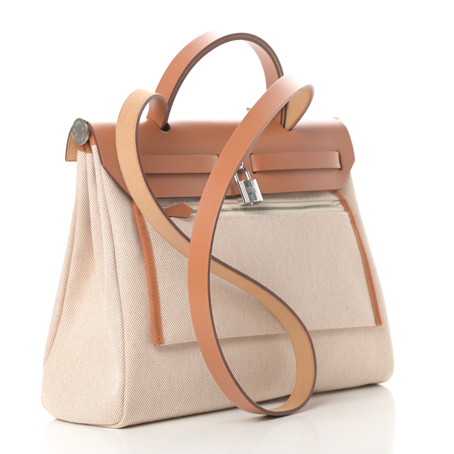 Hermes Vache Hunter Toile Pegase Pop Herbag Zip Retourne 31 PM Capucine Ecru 4 of 12