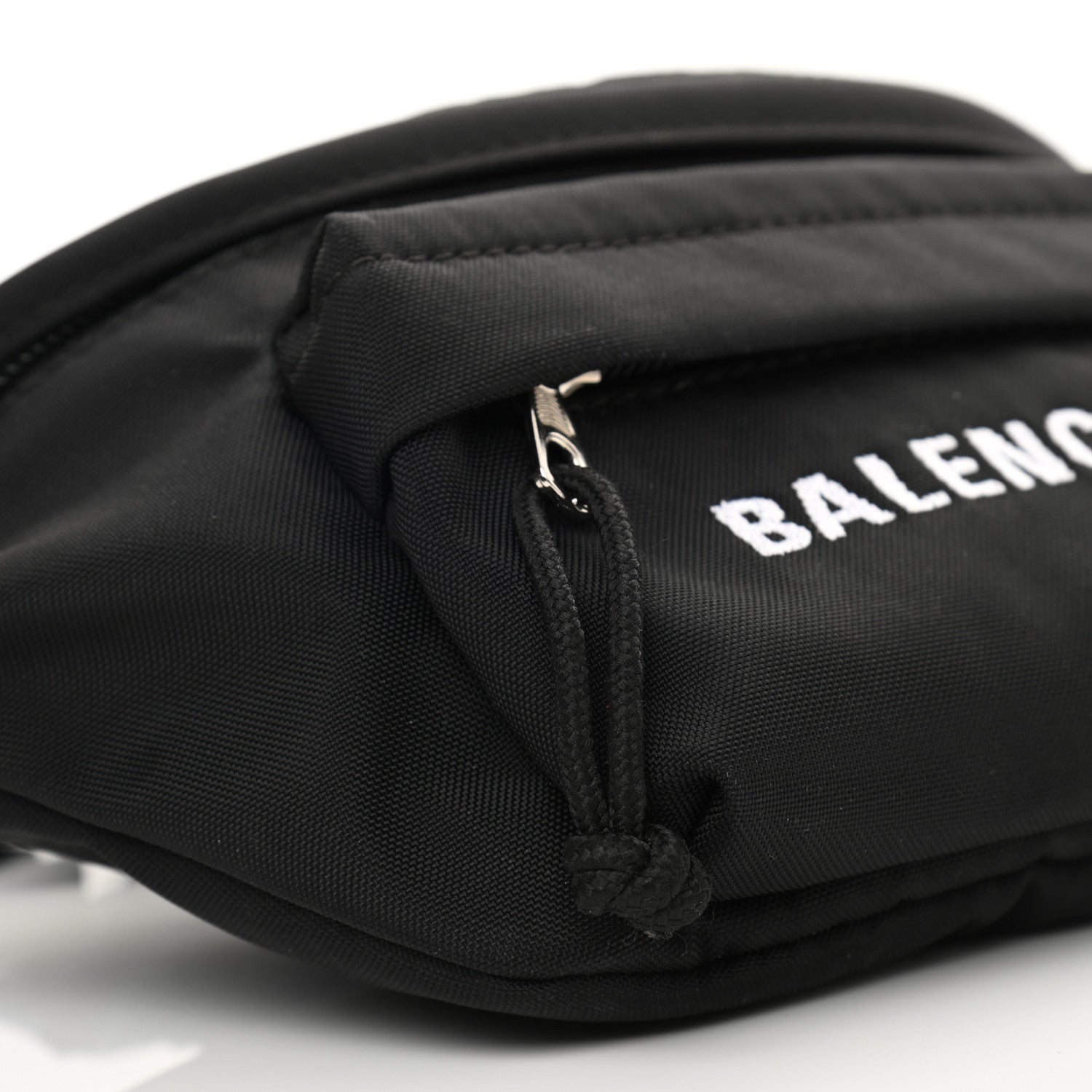 Balenciaga Sport Nylon Logo Embroidered Wheel Belt Bag Black White 8 of 10