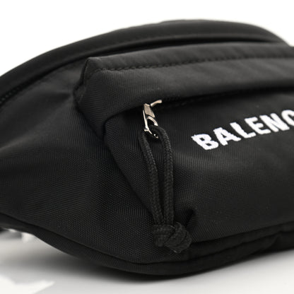 Balenciaga Sport Nylon Logo Embroidered Wheel Belt Bag Black White 8 of 10