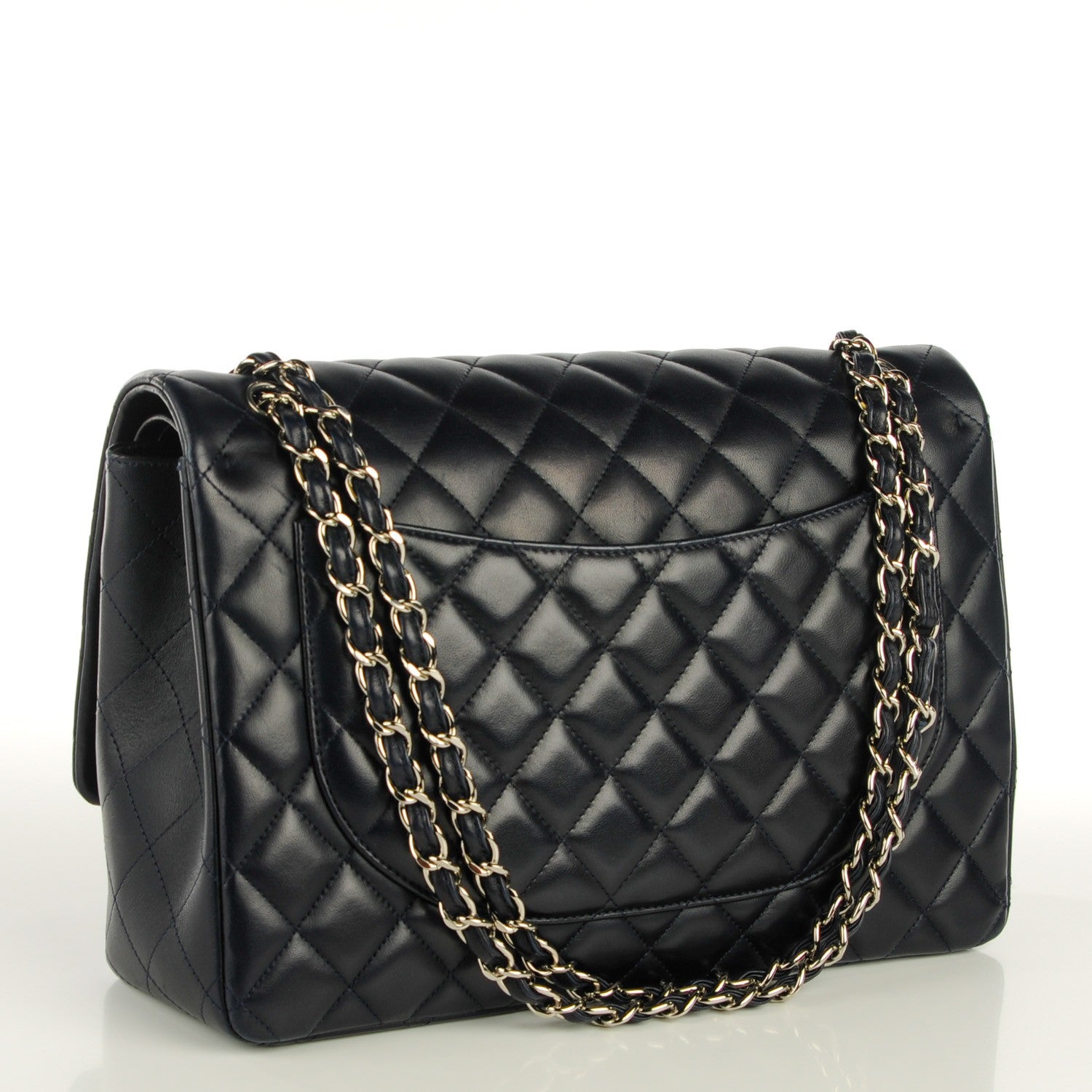 Chanel Lambskin Quilted Maxi Double Flap Navy 3 of 9