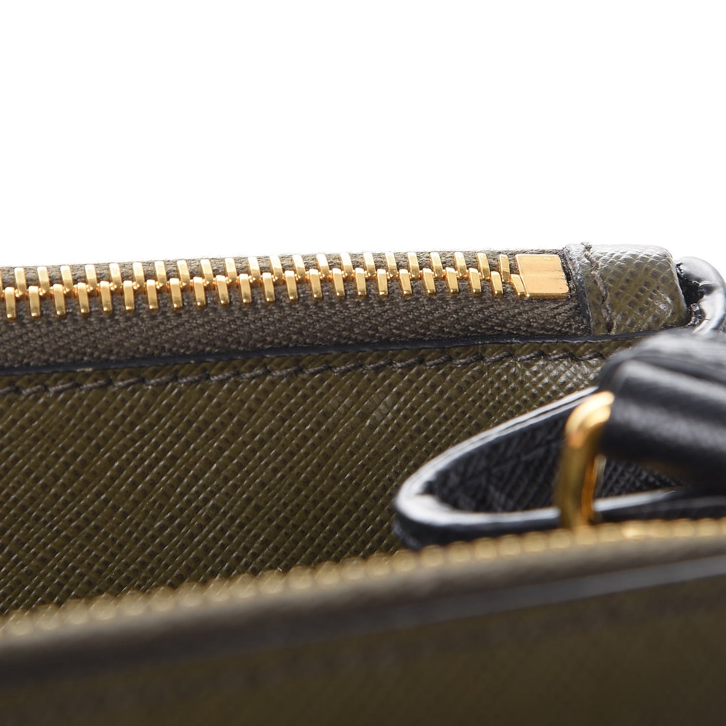 Saffiano Lux Bi-Color Medium Galleria Double Zip Tote Militare Black